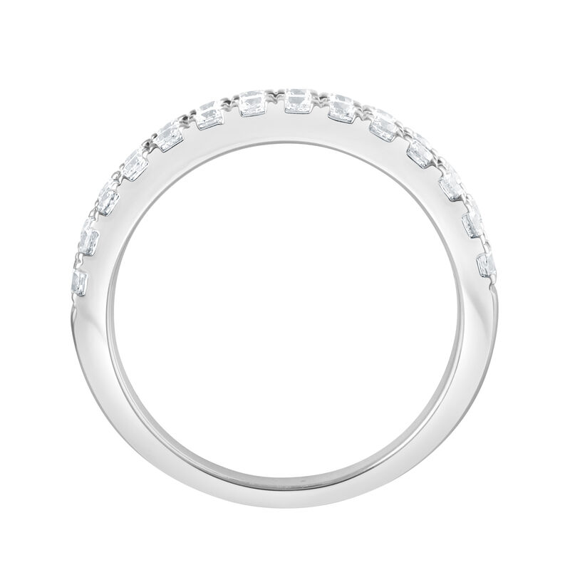 Round and Baguette Lab Grown Diamond 2ctw. Multi Row Wedding Ring in 14k White Gold image number null